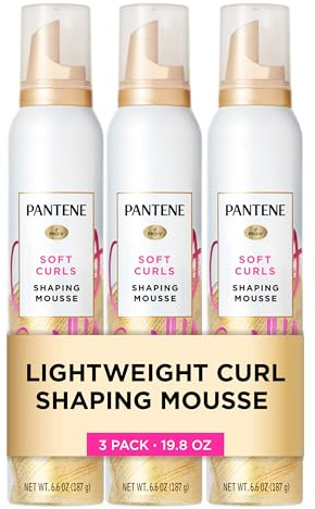 Pantene Curl Mousse For Curly Hair, Tames Frizz for Soft Touchable Curls, 6.6 Oz Each (Pack of 3)