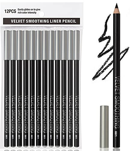 12PCS Erinde Black Eyeliner Pencil Set, 2 in 1 Eyeliner pencil & Eyeshadow | Eye Brightener Stick, Waterproof Natural Matte Hypoallergenic, White Eye Liners Makeup Pencils