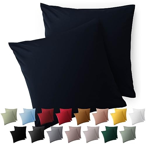 Blumtal Kissenbezug 50 x 50, 2 Stück - Oeko-TEX zert. Kissenbezüge 100% Mikrofaser in extra weich & waschmaschinenfest - Bezug Kissen 50x50 Dunkelblau