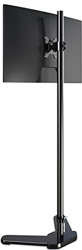 Single Tall Monitor Mount, Extra Long Computer Stand with 47 inch Pole, Floor Computer Stand, Free-Standing Monitor Desk Mount Support 13 to 27 inch Screen,22lbs
