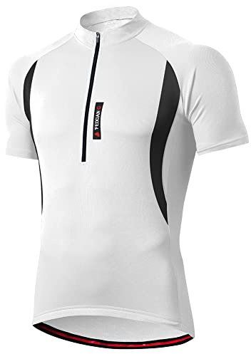 MEETWEE Maillot Cyclisme Homme, Vélo Jersey VTT,Blanc,M
