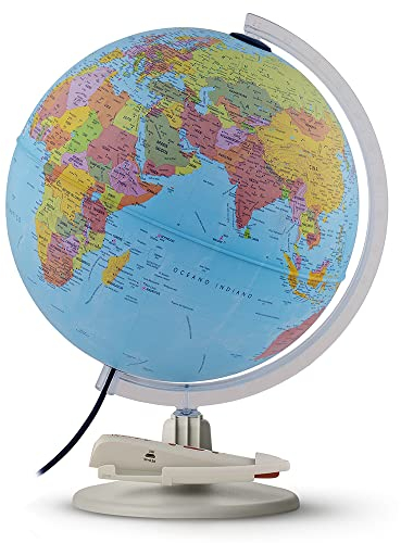 Tecnodidattica Parlamondo Lernglobus für Kinder, interaktiver Globus mit sprechendem Stift in 6 Sprachen, Durchmesser 30 cm