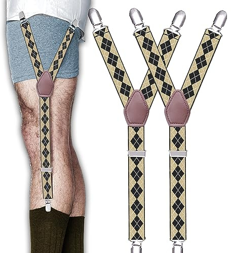 STAY GENT 1 Paire Y Sujetador Camisa Hombre Shirt Stays Men Sujeta Camisas Hombre Tirante para Camisa Ligas para Camisas Hombre con Non-Slip Bloqueo Abrazaderas a Mantener Camisa Remetida,Amarillo