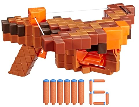 Nerf Minecraft Pillager's Crossbow Dart Blaster, 6 N1 Darts Compatible Only with N1 Dart Blasters, 6 Dart Capacity, Ages 8+