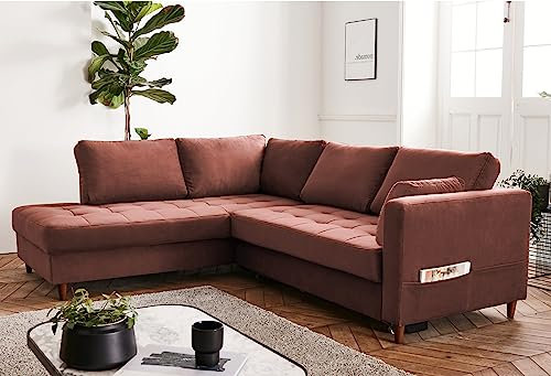 Lisa Design Anna – Ecksofa mit Schlaffunktion – 5-Sitzer – moderner Stil – Links Rosa