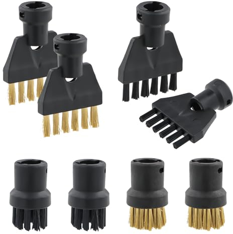Shengxi 8 Stück Dampfreiniger Set für Kärcher Nylon und Messing Bürstenkopf Düse 4 Rundbürsten und 4 Flachbürsten für Dampfreiniger Dampfreiniger Zubehör für Kärcher SC1 SC2 SC3 SC4 SC5