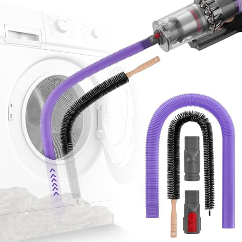 Pulyibo Dryer Vent Cleaner Kit,Flexible Hose Crevice Nozzle Tool Compatible with Dyson V6 V7 V8 V10 V11 V12 V15,Flexible Hose Attachment Removes Deep Lint,1 Vacuum Hose,2 Adapters,1 Dryer Vent Brush