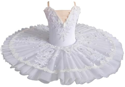 Tytyozay Bianco Professionale Balletto tutù, Donne Ballerina Sala da Ballo Balletto Danza Costumi Abiti Ginnastica Body Tulle tutù Vestito,Bianca,170