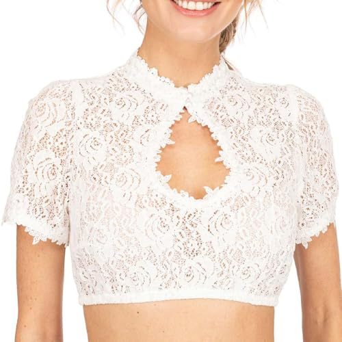 KBRPEY Blusa para Mujer Cuello Alto con Hebilla Blusa de Dirndl Chic y Elegante Blusas Dirndl Sexy Clásico y Versátil para Oktoberfest Fiesta Carnaval o para Llevar a Diario