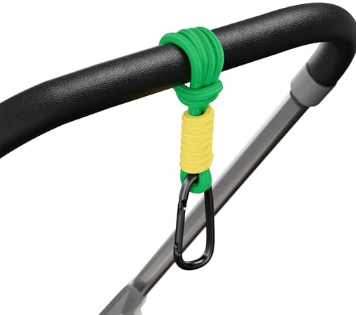 SURDOCA Clips de Poussette pour Landau, Mousqueton en Alliage d'Aluminium, Crochets d'Accessoires de Poussette, Crochets Universels pour Poussette, Crochets de Poussette Vert 1pc