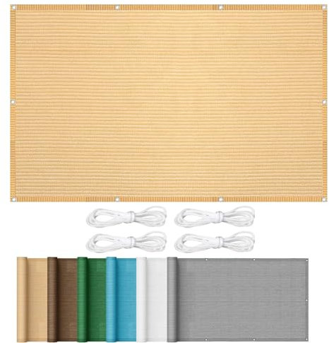 Breathable Fence Screening 2.6 x 9m 98% UV Block Awning for Pergola Balcony Patio Sand Yellow Outdoor Garden Sail with Grommets