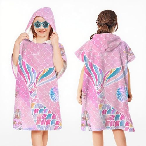 Gmphix 75 x 60 cm poncho de baño infantil con capucha, toalla absorbente de microfibra ultra suave, poncho para niños, toalla de playa, toalla de baño, toalla de baño para playa, natación, viajes