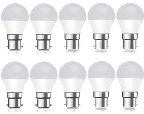 Bright Source Non-Dimmable Opal Frosted LED Golf Bulb, 2.9W, 250lm, B22 Bayonet, 3000K Warm White - Pack of 10 Bulbs