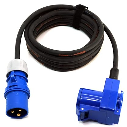 Event-Kabel&more – CEE-Camping-Verlängerungskabel 3x1,5mm² mit CEE-Stecker & Winkelkupplung mit integrierter Schuko-Steckdose, 16A, 230V TITANEX-Gummikabel (1,5m-50m) Camping-Line (1,5 Meter)