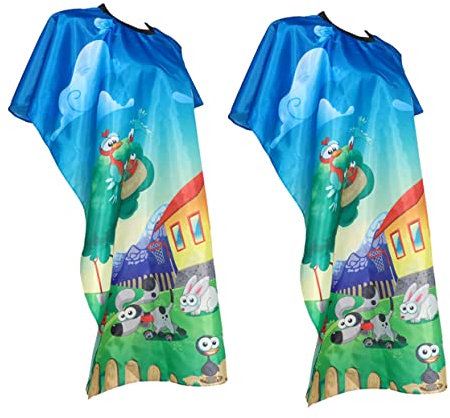 CALLARON Mantelle Da Parrucchiere Per Bambini 2 Pezzi Stampa Cartone Animato Mantelli Professionali Antipelo Per Taglio Chioma a Casa e Salone