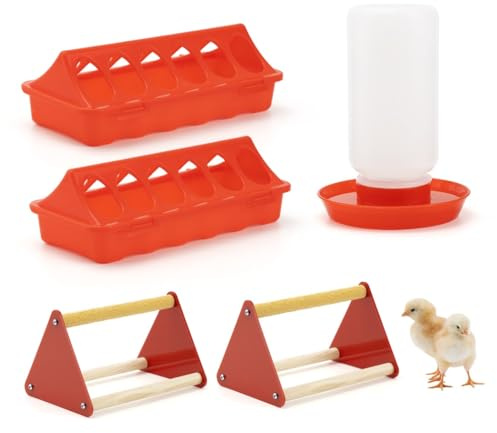 yeeplant Kit de comedero para aves de corral con bebedero y perchas para pollitos, patos y codornices, suministros de plástico para pollitos
