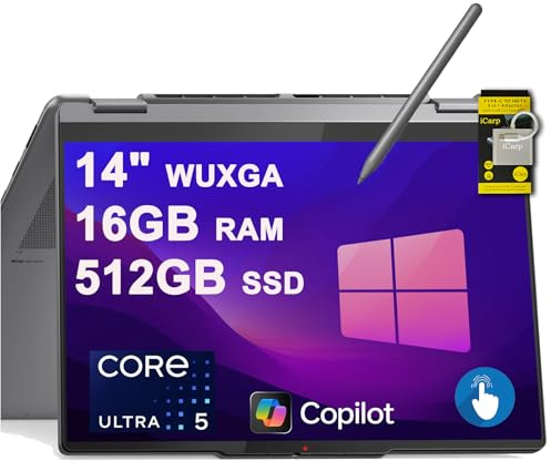 Lenovo Yoga 7 2-in-1 Laptop 14 WUXGA OLED Touch (600nits HDR) Intel 8-core Ultra 5 226V Up to 40 Tops (>Ryzen 5 AI 340) 16GB RAM 512GB SSD Pen for Creator Business Professional Win11 ICP Hub Copilot