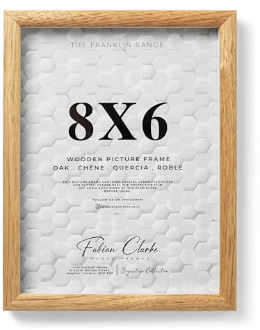8x6 Photo Frame 8x6 Inch Oak Picture Frame with Rounded Edge, Wall Mount or Tabletop Display Modern Style Wooden Photo Frame for Modern Home Décor