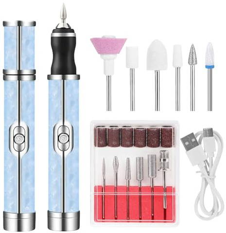 Electric File for Nails Set, 4 Speeds Electric Nail File for Thick Toe Nails, Grinder Machine for Various Nail Shapes (18 Grinding Heads)