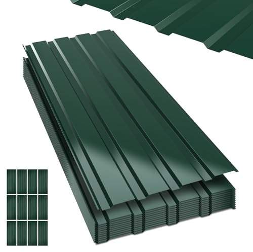 Ollewiellan 24x Lamiera Trapezoidale, Onduline Per Coperture Tettoie 115x45 cm - 12.42 m², Superficie Liscia, Lamiera Grecata 0,25 mm, Impermeabile Per Capannone Pareti Giardino, Verde