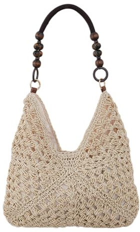 Générique Sacs De Plage En Paille Pour Femmes,Sac À Main Mode Bohème | Sac À Main Vacances Décontracté,Pour Femmes Filles Épouses Mères Voyageuses Littoral Piscine Shopping Pique-Niques Concert