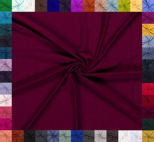 0,5m Baumwoll-Jersey uni 8% Elasthan Baumwollstoff elastisch Meterware Jersey-Stoff Oeko-Tex Kl 1, Farbe:weinrot