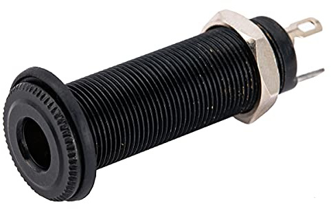 Musiclily Pro 1/4 inch Copper Guitar Bass Mono Barrel Output Jacks Cylinder Jack Socket with 3 Pins, Black
