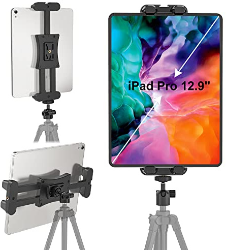Cenawin Supporto Treppiede per Tablet con Snodo Sferico, Adattatore per Treppiede per Tablet, Supporto Treppiede per iPad Pro, Air e Mini e Tablet da 4,7 a 12,9 pollici