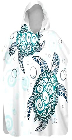 Surwin Serviette Poncho à Capuche Plage Adulte Poncho de Bain Surf en Microfibre Séchage Rapide Serviette à Changement Peignoir Piscine Robe pour Homme et Femme (80x145cm,Texture Blanche)