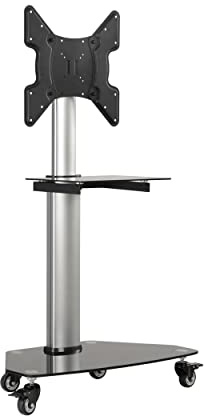 Tripp Lite Mobile Rolling TV Stand Cart with Mount for 32” – 55” Televisions, Elegant Glass Base and Shelf, Adjustable 50” – 62” Height, Durable Steel, 5-Year Warranty (DMCS3255SG62)