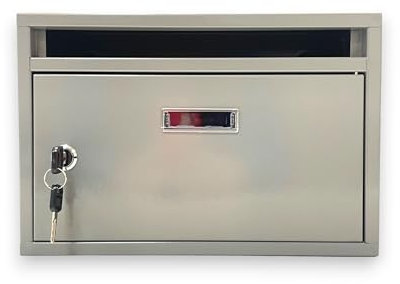 Cassetta Postale per Esterno con Spioncino e Portanome Anta Apribile con Serratura a Chiave Incassata a Muro Doppia Chiave e tasselli Inclusi 30x20x10 cm (Grigio)