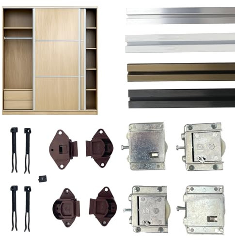 Evotrade Sistema Ferramenta per Porte Scorrevoli per 2 o 3 Ante - Binario 2METRI + Carrelli - Colore a Scelta - Peso Max Anta 55KG (2 Ante, Binario Nero)