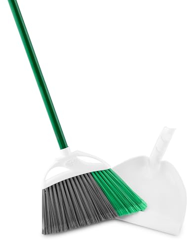 Libman Precision Angle Broom with Dustpan Combo Set for Sweeping Indoor and Outdoor Floors, Pet, Dog Hair Broom, 49” Long Handle, 11 Wide Broom, 10.25 Wide Dust Pan