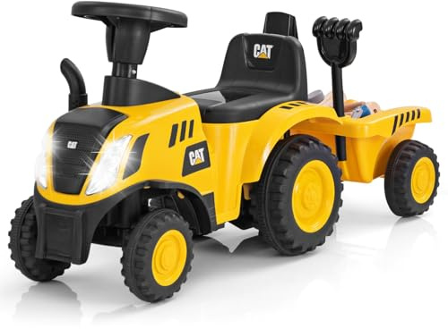 FANTASK Tractor Deslizante con Pala y rastrillo Desmontable, Coche Antideslizante con bocina, vehículo Antideslizante con Sonido de Motor y Luces LED para niños a Partir de 1 año