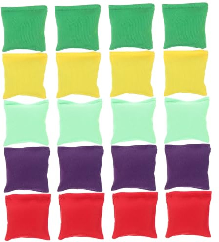 WEKAMOS 20piezas Bolsas Pequeñas De Frijoles para Niño Niña Aire Doble Anti-Fugas Colores Surtidos Rojo Verde Morado Amarillo Verde