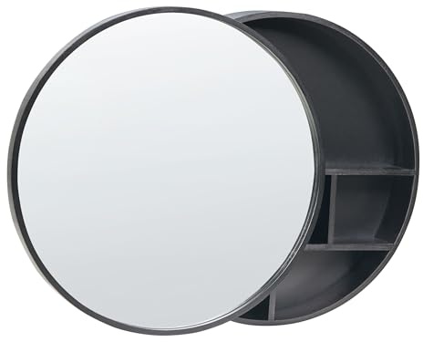 Beliani Armoire de Toilette Murale Moderne en Bois de Bambou 50 x 50 cm avec Rangement Pratique Meuble de Salle de Bain Noire Ucayali