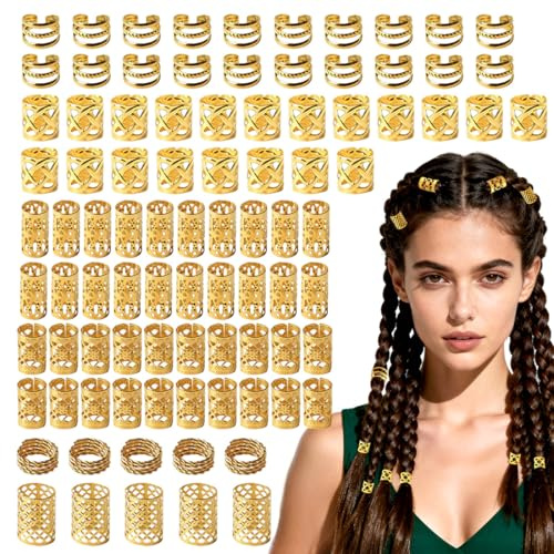 LACHT 90 Piezas Anillos De Trenza De Pelo, Adornos Pelo, Accesorios Pelo Niña, Retendedor De Pelos, Puños Metálicos Para El Cabello, Para Decorar El Cabello De Hombres Y Mujeres