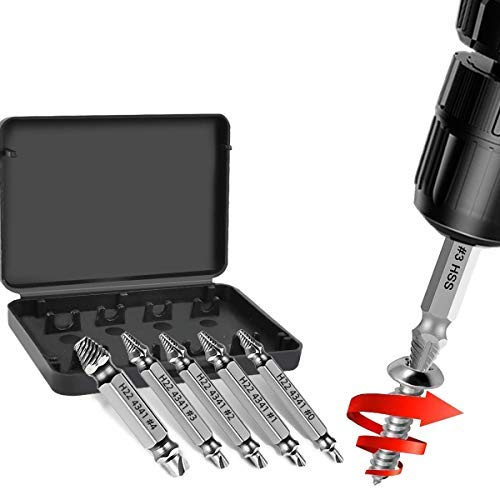 Damaged Screw Extractor, Screw Extractors Drill Bits Tool Set (H.S.S. 4341+#0)-(5Pcs)