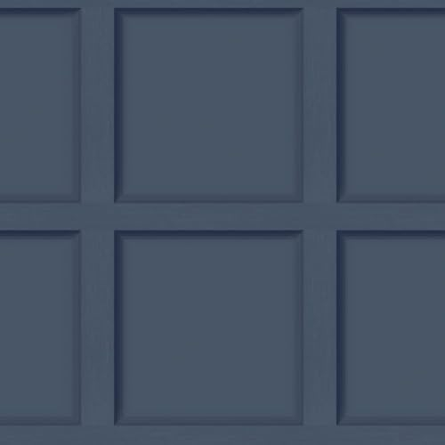 Holden Decor Modern Wood Panel 3D Effect Wooden Panelling Wallpaper Feature Wall 10m Roll [Navy Blue 12980]
