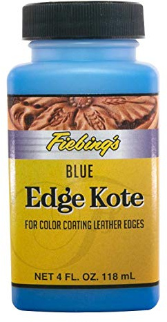 Fiebing's Edge Kote (4oz, Blue) - Leather Edge Paint for Shoes, Furniture, Purses, Couches, Belts - Flexible, Water Resistant, Semi Gloss Color Coating Leather Dye to Protect Natural Edges
