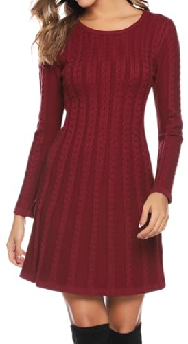 Gyabwn Knitted Dresses for Women UK Casual Long Sleeve Winter Dress Round Neck Jumper Dresses