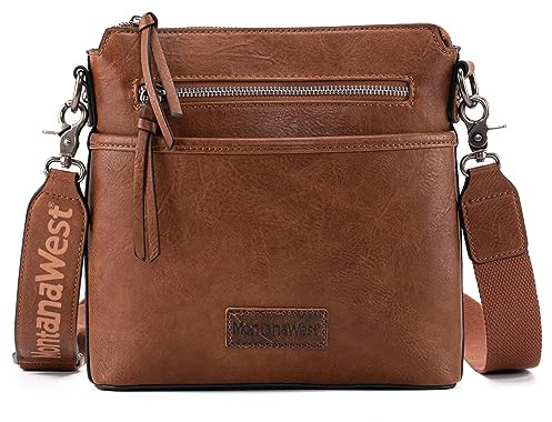 Montana West Brown Crossbody Bag for Women Small Cross Body Bag Purses Lightweight Travel Side Purse Shoulder Purses with Guitar Strap MWC-216BR