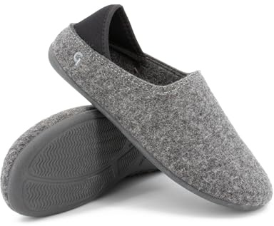 Gottstein filttoffel ull slip-on gjord av muläsfri får-ny ull – handgjorda tofflor av ullfilt för kvinnor och män storlek EU 36 – filttofflor med halkfri gummisula, Grå kol, 36 EU