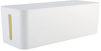 RICOO Kabelbox, Kabelmanagement Box Z4001-W, Kabel Organizer Box 40,6 x 15,6 x 13,4 cm, Aufbewahrungsbox zum Verstecken von Steckdosenleisten, Adaptern und Kabeln, Kabelsammler, Weiß