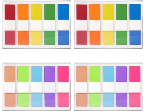 KICNIC Sticky Tabs, 500 Pcs, 1.77×0.47 in, Fluorescent, 10 Colors