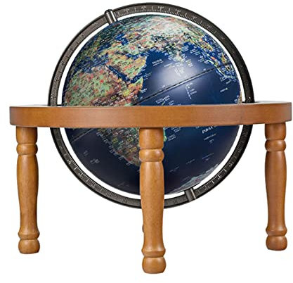 SYALEO Mappamondo Globo Mondiale da 25 cm con Supporto in Legno a 4 Gambe Globo Ricaricabile Touch Lamp LED Integrato Vista Notturna Classica Globo Luminoso per Camera World Globe