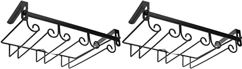 2 Stück Gläserschiene Schwarz X.xcm Schlitz Regalschlitze for Aufhängen von Stangen Aufbewahrung unter Halter Champagner – Halter: Flaschenbecher Reihe Kelch Trocknen Metall Home Stemware Eisenschrank