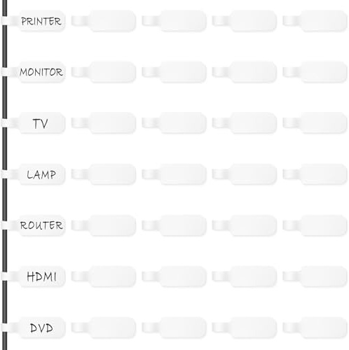 Trilancer Cable Cord Labels Large Size, for Organizing Wires and Identification, White Handwriting Cable Tags, Reusable with Multiple Uses - 35 PCS