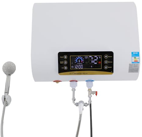 Elektrisk varmvattenberedare, varmvattenbehållare, vattenvärmare, panna, vattenberedare, 80 l, duschsystem med LCD-kontroll, 2 000 W värmeeffekt