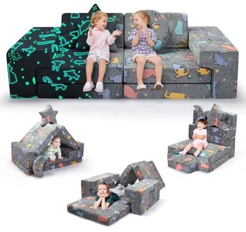 Sofá de juegos para niños, sofá modular para niños, mejora la esponja de alta densidad y aumenta el tamaño, creatividad, dormir, sofá infantil desmontable para niños para sala de juegos
